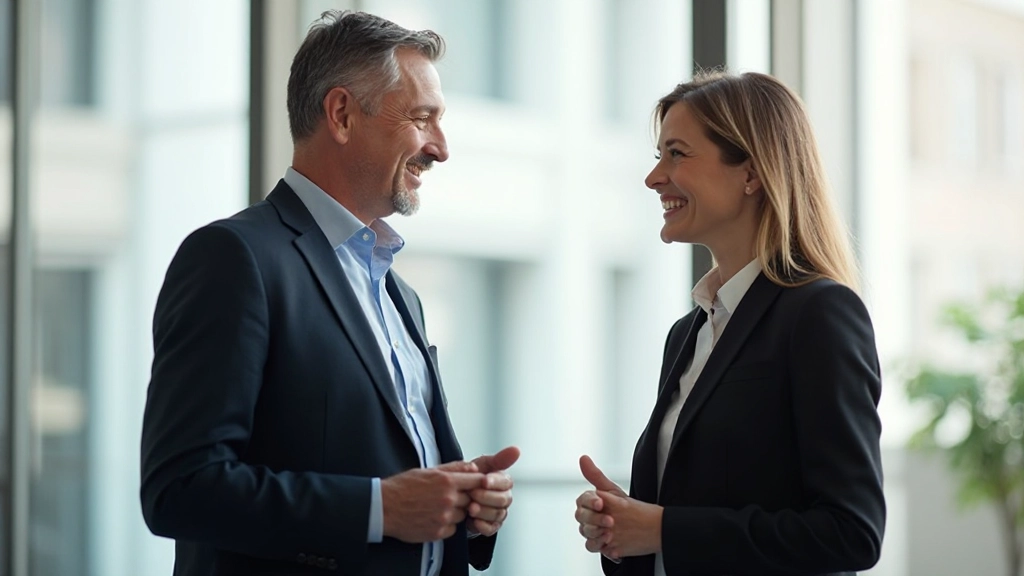 Leider en teamlid in gesprek, positieve interactie in kantooromgeving met natuurlijk licht