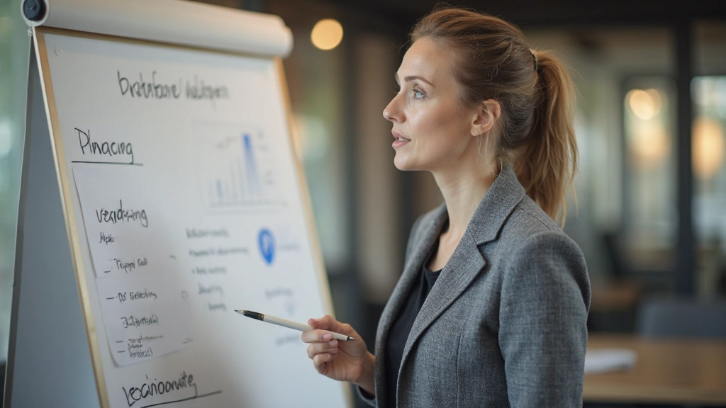 Leider die een schema of plan bekijkt met teamlid, gericht op strategie en planning